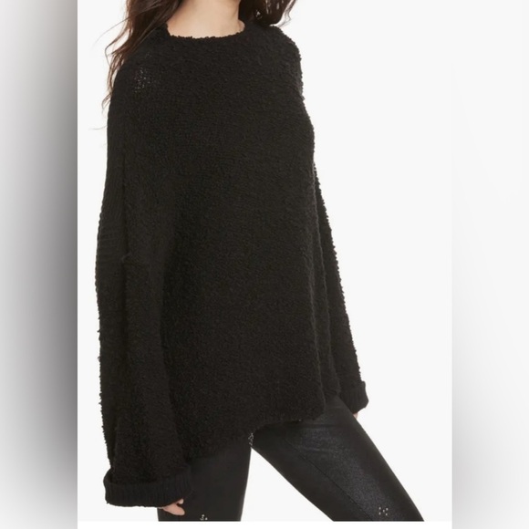 Free People Sweaters - Free People Cuddle Up Oversized Sweater Black Size Large